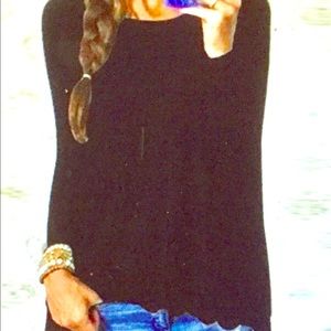 Knit top with lace bottom black New